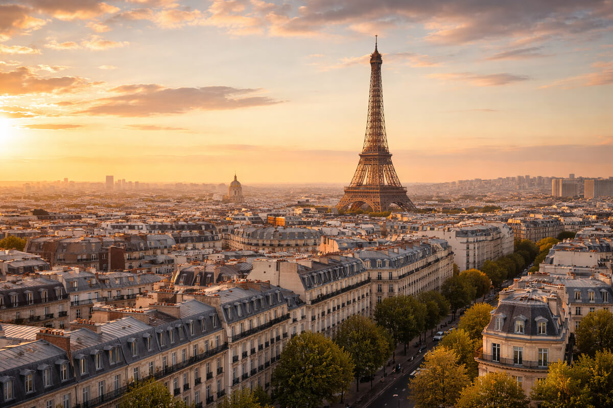 panoramic view of paris city skyline in central arrondissements often considered the best areas to stay in psris