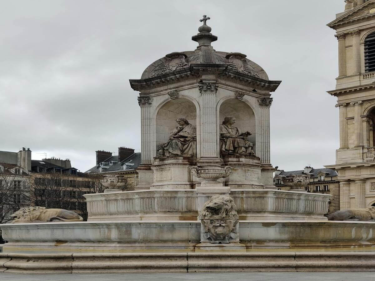 Fontaine saint-sulpice in the 6th arrondissement of paris, saint-germain-des-pres area