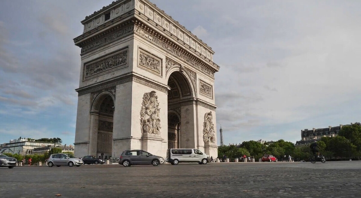 Arc de Triomphe in Paris, France, iconic landmark and popular attraction for European travellers  